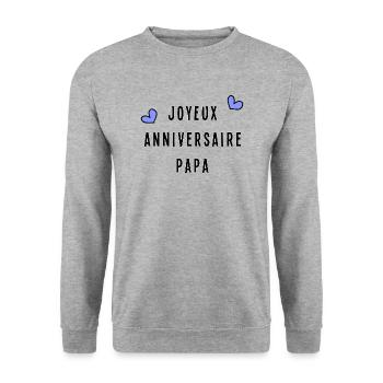 ALLES GUTE ZUM GEBURTSTAG. ALLES GUTE ZUM GEBURTSTAG. JAHRESTAG. - Unisex Pullover - Weißgrau meliert - Vorne - Alina (178cm) & Michal (187cm)