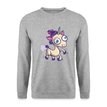 Hässliches Einhorn - Unisex Pullover - Weißgrau meliert - Vorne - Alina (178cm) & Michal (187cm)