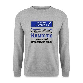 Hamburg , Tradition , Fußball Fan , Nobody (25) - Unisex Pullover - Weißgrau meliert - Vorne - Alina (178cm) & Michal (187cm)