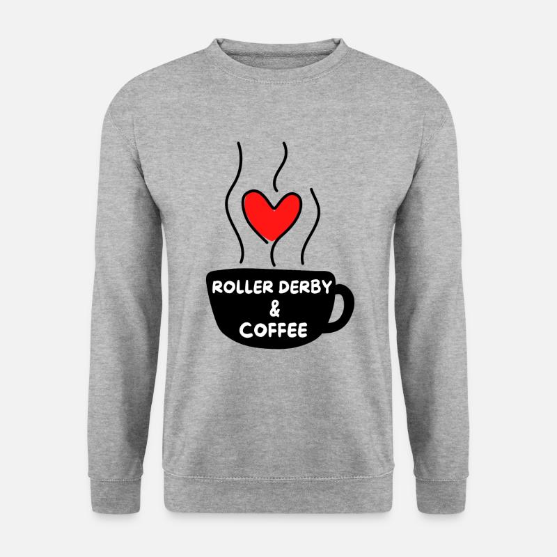Roller Derby & Kaffee. - Unisex Pullover - Weißgrau meliert