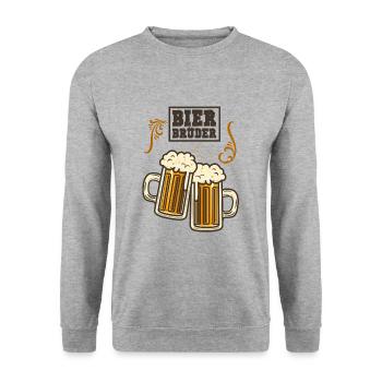Bier Brüder best Friends Saufen Prost - Unisex Pullover - Weißgrau meliert - Vorne - Alina (178cm) & Michal (187cm)