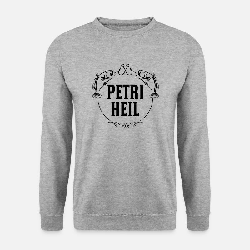 Angeln - Unisex Pullover - Weißgrau meliert