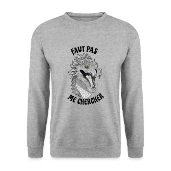 Dragon - faut pas me chercher - Sweat-shirt Unisexe - gris chiné - Devant - Alina (178cm) & Michal (187cm)