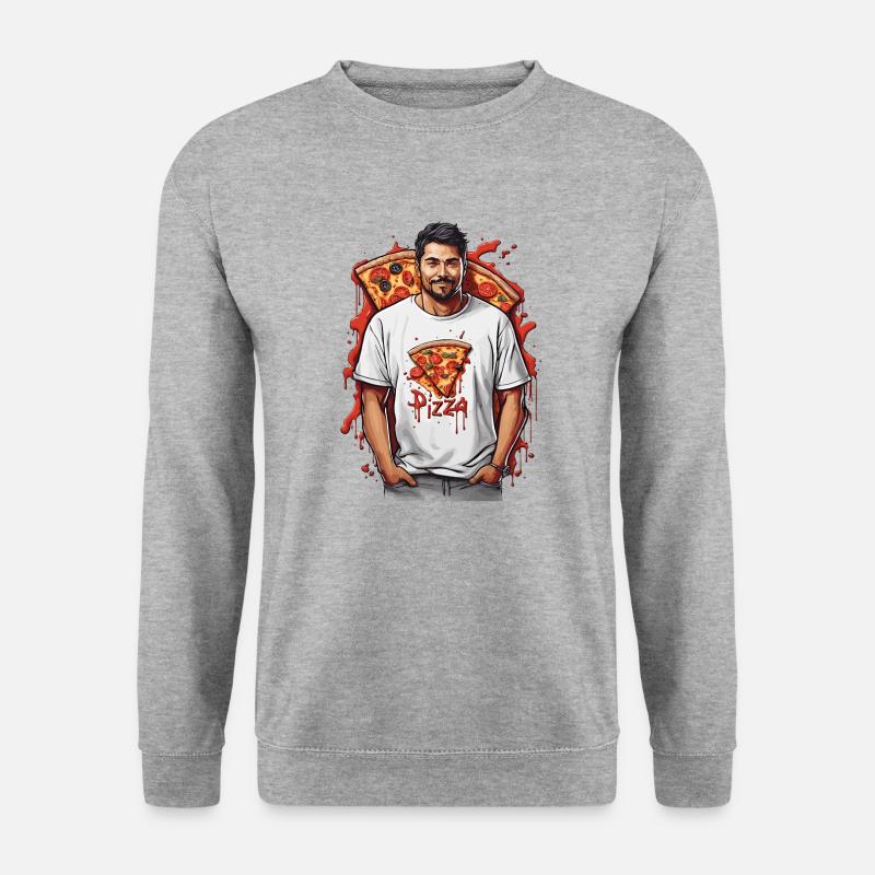 Pizza-Liebhaber - Unisex Pullover - Weißgrau meliert