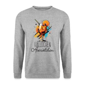 Hallöchen Aperölchen Cocktail Sommerparty Shirt - Unisex Pullover - Weißgrau meliert - Vorne - Alina (178cm) & Michal (187cm)