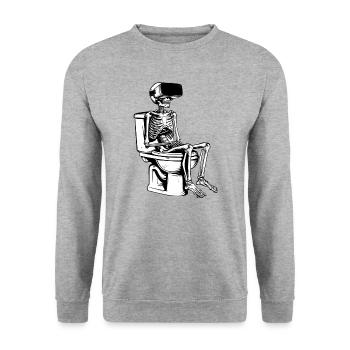 Skull on Toilet with VR Glasses Halloween Virtual - Unisex Sweatshirt - salt & pepper - Front - Alina (178cm) & Michal (187cm)