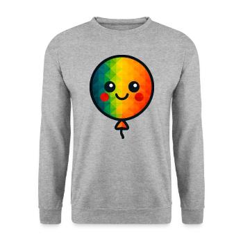 WPAP Polygon Kawaii Stil Baby Spielzeug Luftballon - Unisex Pullover - Weißgrau meliert - Vorne - Alina (178cm) & Michal (187cm)