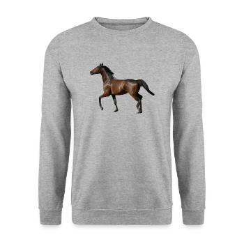 Pferd - Unisex Pullover - Weißgrau meliert - Vorne - Alina (178cm) & Michal (187cm)