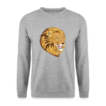 Lio the Lion - Unisex Sweatshirt - salt & pepper - Front - Alina (178cm) & Michal (187cm)
