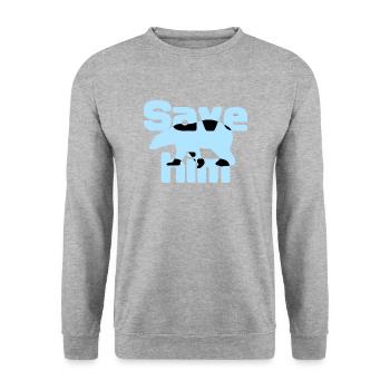 Rettet den Eisbären - Unisex Pullover - Weißgrau meliert - Vorne - Alina (178cm) & Michal (187cm)