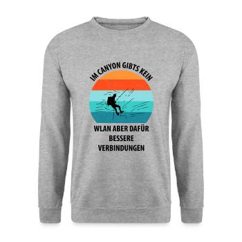 Canyoning Bergsteigen Klettern Wandern Berge - Unisex Pullover - Weißgrau meliert - Vorne - Alina (178cm) & Michal (187cm)