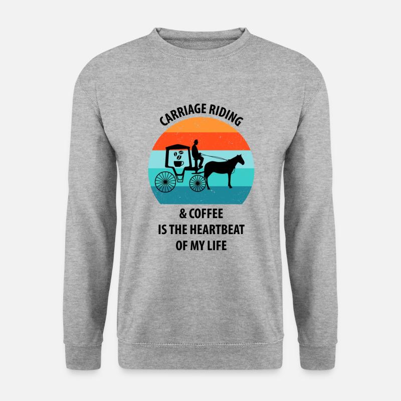 Kutscher Kutsche Pferdekutscher Kaffee - Unisex Pullover - Weißgrau meliert