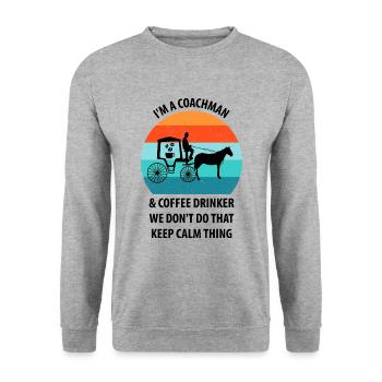 Coachman Carriage Horse-drawn carriage Coffee - Unisex Sweatshirt - salt & pepper - Front - Alina (178cm) & Michal (187cm)