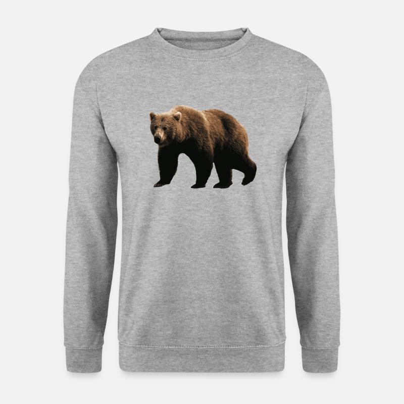 Brauner Bär - Unisex Pullover - Weißgrau meliert