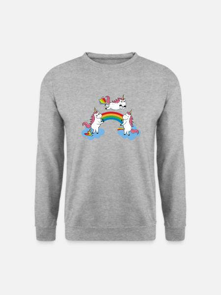 Pinkelndes Kotzendes Furzendes Einhorn - Unisex Pullover - Weißgrau meliert