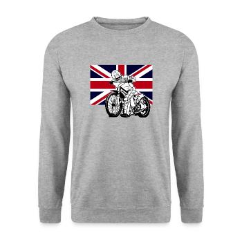 Speedway - Union Jack - Unisex Pullover - Weißgrau meliert - Vorne - Alina (178cm) & Michal (187cm)
