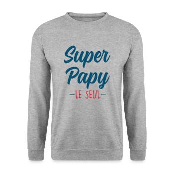 Super Papy Le Seul - Sweat-shirt Unisexe - gris chiné - Devant - Alina (178cm) & Michal (187cm)
