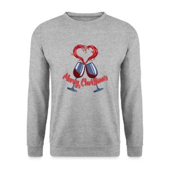 Frohe Weihnachten süßes Herz Cheers Weinglas Weihnachten - Unisex Pullover - Weißgrau meliert - Vorne - Alina (178cm) & Michal (187cm)
