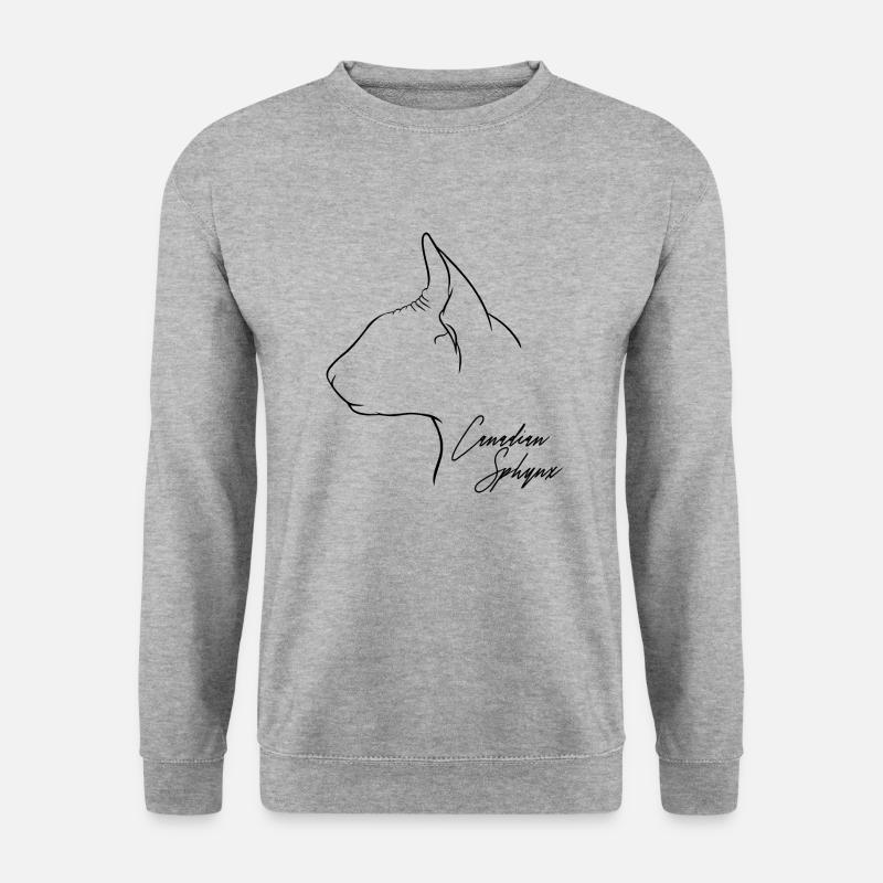 Canadian Sphynx Profil Katzen Katze Wilsigns - Unisex Pullover - Weißgrau meliert