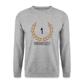 Hochzeitstag 1 - Unisex Pullover - Weißgrau meliert - Vorne - Alina (178cm) & Michal (187cm)