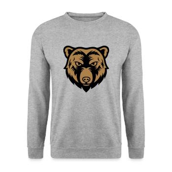 bear face 2 - Unisex Sweatshirt - salt & pepper - Front - Alina (178cm) & Michal (187cm)