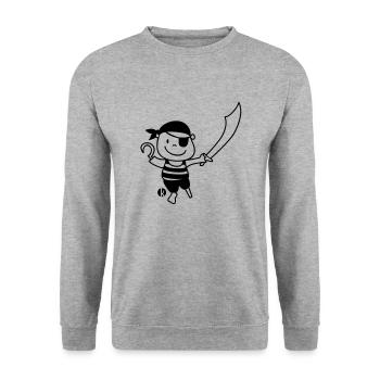 Pirat - Piratenjunge - Pirate - Unisex Pullover - Weißgrau meliert - Vorne - Alina (178cm) & Michal (187cm)