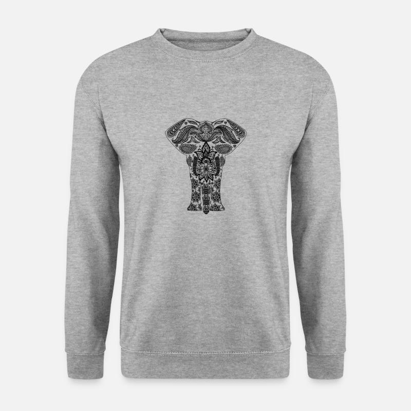 Elefant Mandala - Unisex Pullover - Weißgrau meliert
