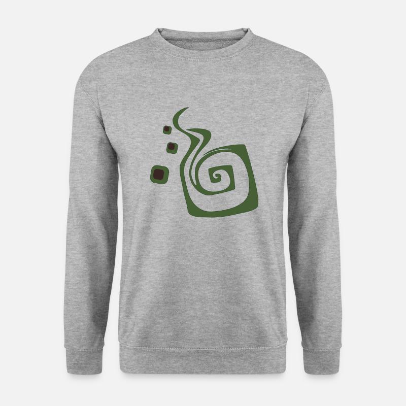 Grüne Spirale - Unisex Pullover - Weißgrau meliert