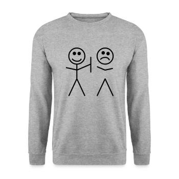 gemeines strichmännchen humor - Unisex Pullover - Weißgrau meliert - Vorne - Alina (178cm) & Michal (187cm)
