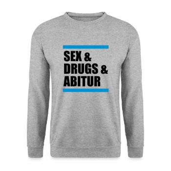 sex & drugs & abitur - Unisex Pullover - Weißgrau meliert - Vorne - Alina (178cm) & Michal (187cm)