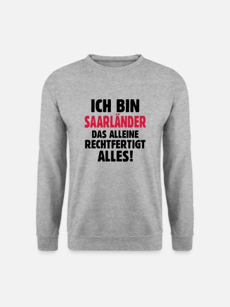 Saarländer Saar Statement Geschenk T-Shirt - Unisex Pullover - Weißgrau meliert