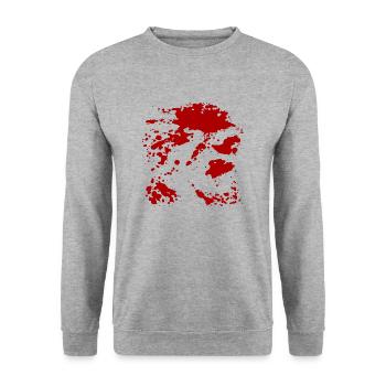 Blutspritzer - Unisex Pullover - Weißgrau meliert - Vorne - Alina (178cm) & Michal (187cm)