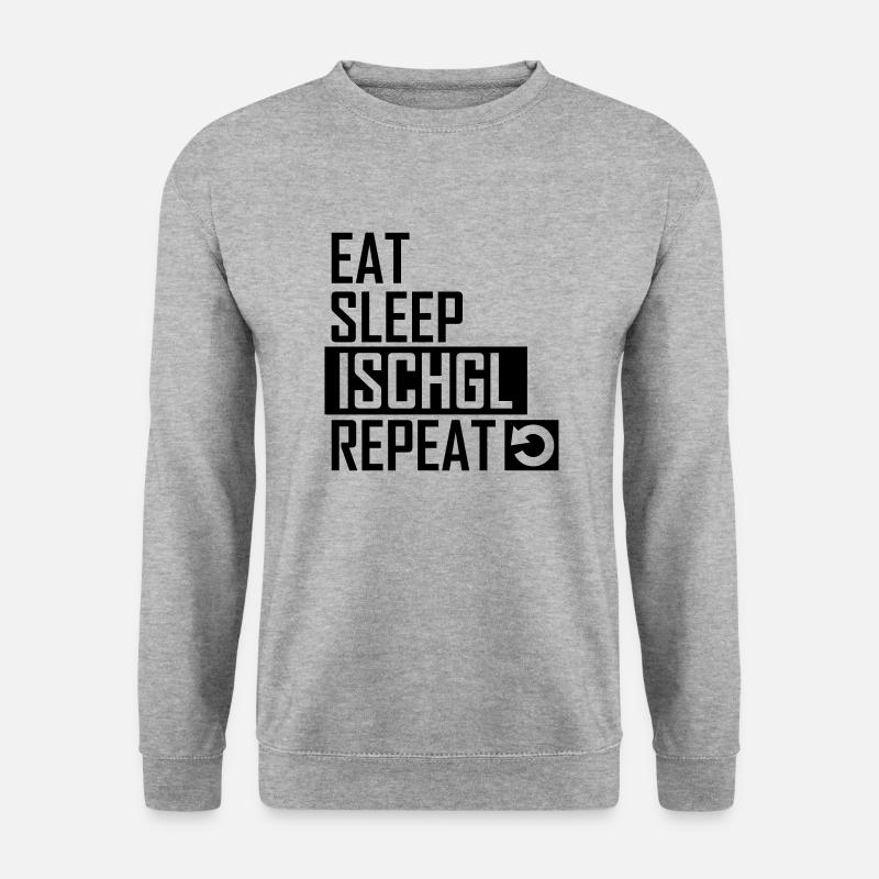 eat sleep ischgl repeat - Unisex Pullover - Weißgrau meliert