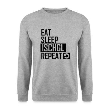 eat sleep ischgl repeat - Unisex Pullover - Weißgrau meliert - Vorne - Alina (178cm) & Michal (187cm)