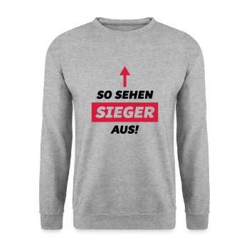 so sehen sieger aus design - Unisex Pullover - Weißgrau meliert - Vorne - Alina (178cm) & Michal (187cm)
