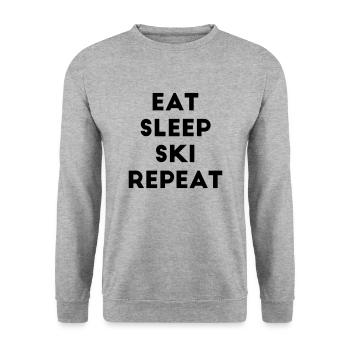 Eat sleep ski repeat Skiing Skier Saying - Unisex Sweatshirt - salt & pepper - Front - Alina (178cm) & Michal (187cm)