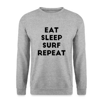 Mangez le sommeil Surf Répétez Surfing Surfer Text Gift - Sweat-shirt Unisexe - gris chiné - Devant - Alina (178cm) & Michal (187cm)
