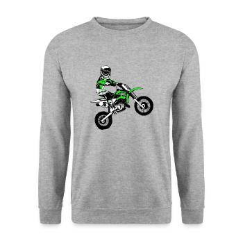 Kinder Motocross - KIDS MX - Unisex Pullover - Weißgrau meliert - Vorne - Alina (178cm) & Michal (187cm)