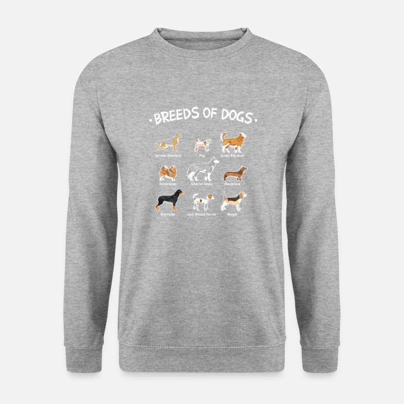 Breeds of Dogs - Unisex Pullover - Weißgrau meliert