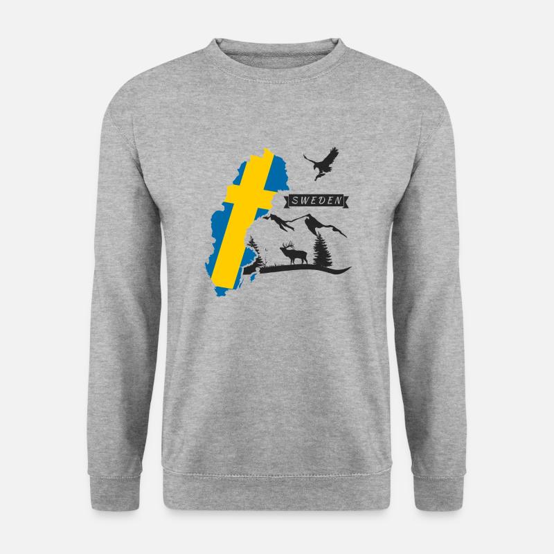 Schweden Topographie Flagge Sweden Design - Unisex Pullover - Weißgrau meliert