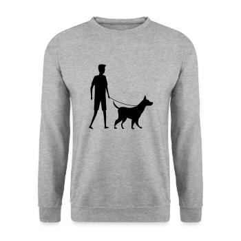 Gehen Sie mit meinem Hund spazieren - Unisex Pullover - Weißgrau meliert - Vorne - Alina (178cm) & Michal (187cm)