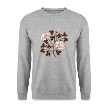 Blumen - Unisex Pullover - Weißgrau meliert - Vorne - Alina (178cm) & Michal (187cm)