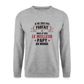 pas parfait mais le meilleur papy du monde - Sweat-shirt Unisexe - gris chiné - Devant - Alina (178cm) & Michal (187cm)