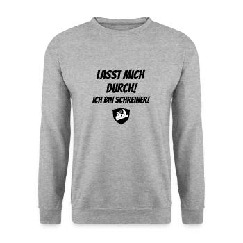 Lasst mich durch! Ich bin Schreiner! - Unisex Pullover - Weißgrau meliert - Vorne - Alina (178cm) & Michal (187cm)
