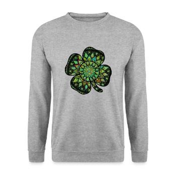 Mandala de shamrock de la Saint-Patrick - Sweat-shirt Unisexe - gris chiné - Devant - Alina (178cm) & Michal (187cm)