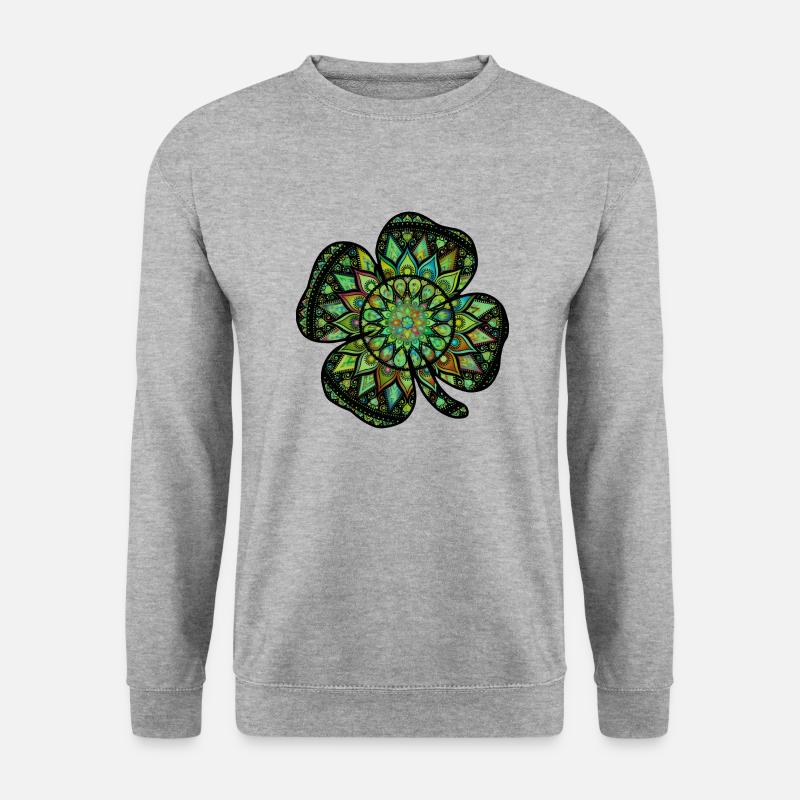 St. Patricks Day shamrock mandala - Unisex Sweatshirt - salt & pepper