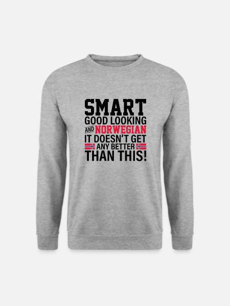 Smart good looking and Norwegian Geschenk - Unisex Pullover - Weißgrau meliert