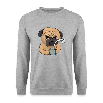 Chien grincheux avec café muffins du matin - Sweat-shirt Unisexe - gris chiné - Devant - Alina (178cm) & Michal (187cm)