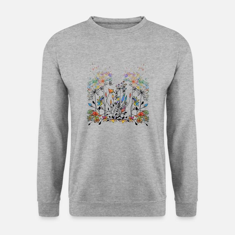 Blumen - Unisex Pullover - Weißgrau meliert