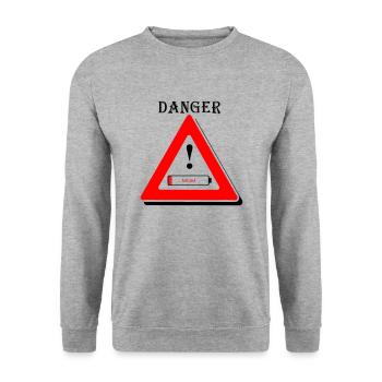 Danger, tired mom - Unisex Sweatshirt - salt & pepper - Front - Alina (178cm) & Michal (187cm)